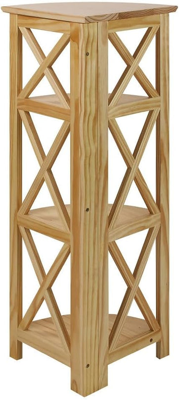 Casual Home Montego 3-Shelf Corner Folding Bookcase with Mantel Top, Natural - LeafyLoom