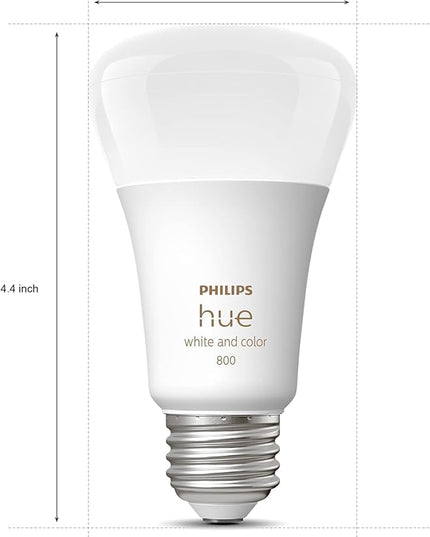 Philips Hue Smart 60W A19 LED Bulb - White and Color Ambiance Color-Changing Light - 4 Pack - 800LM - E26 - Indoor - Control with Hue App - Works with Alexa, Google Assistant and Apple Homekit PhilipsHue