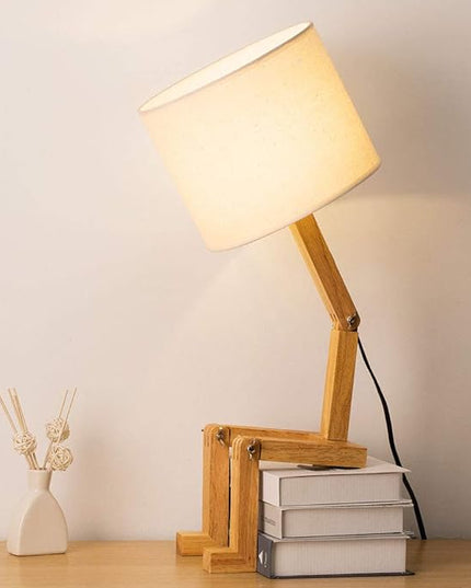 HAITRAL Cute Desk Lamp - Creative Table Lamp with Wood Base Changeable Shape Desk Lamp for Bedroom, Study, Office, Kids Room - LeafyLoom