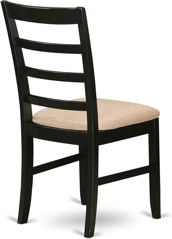 East West Furniture ANPF5-CAP-C 5 Piece Set Includes a Round Kitchen Table with Pedestal and 4 Linen Fabric Upholstered Dining Chairs, 36x36 Inch - LeafyLoom