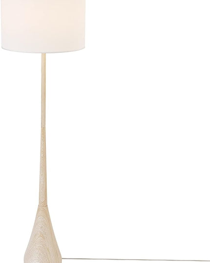 Globe Electric 52112 Kanana 65" Floor Lamp, Faux Wood, Cotton Shade - LeafyLoom