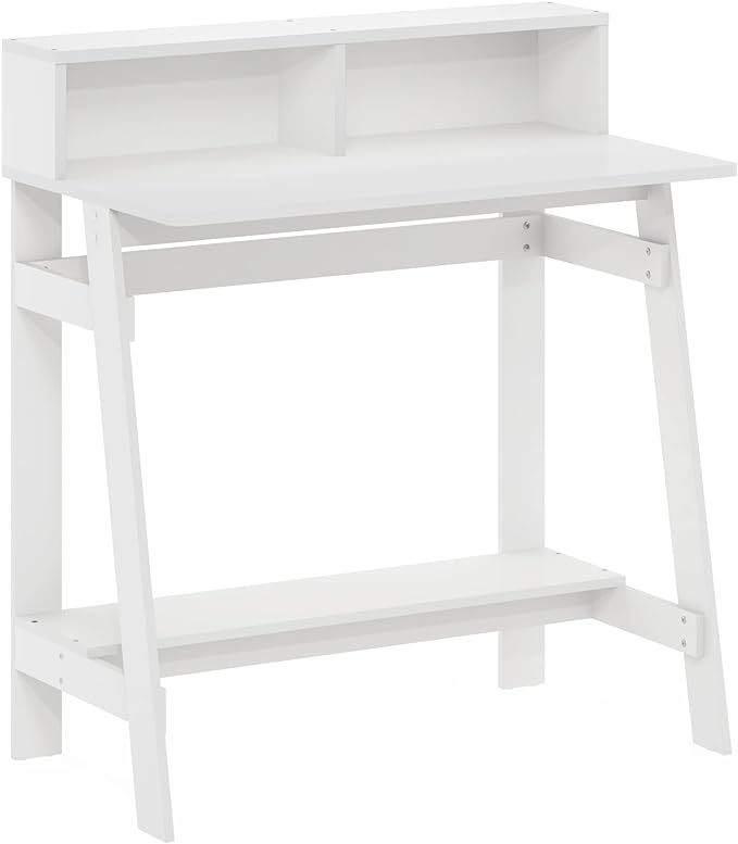 Furinno Simplistic A Frame Computer Desk, Regular, White - LeafyLoom