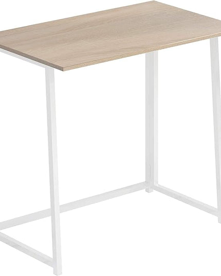 4NM 31.5" Folding Desk, Simple Assembly Computer Desk Study Writing Table for Small Space Offices/Home - Natural and White - LeafyLoom