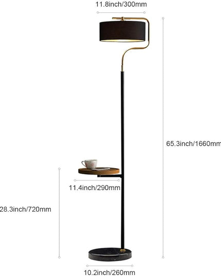 Hsyile KU300244 with USB Charging Ports Modern Reading Contemporary Modern Creative Floor Lamp for Living Room Bedroom Office - E26 Bulb Included - with a Table - LeafyLoom