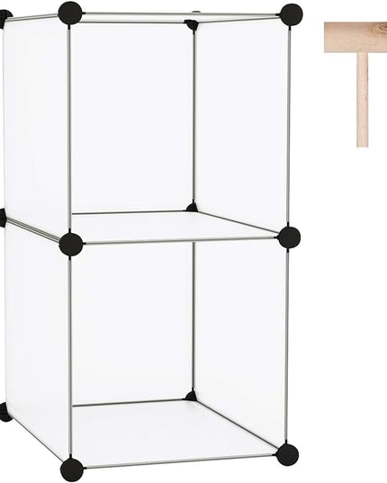 C&AHOME Cube Storage, 2-Cube Organizer Unit, Plastic Closet Storage Shelf, DIY Bookshelf, Modular Bookcase, Cabinet Ideal for Bedroom, Living Room, Office, 12.4" L x 12.4" W x 24.8" H White SBTM3002A - LeafyLoom
