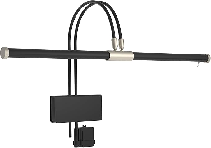 Cocoweb 22" LED Grand Piano Light in Black with Satin Nickel Accents with Dimmer Clip - LeafyLoom
