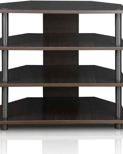 Furinno Turn-N-Tube Easy Assembly 4-Tier Petite Entertainment Center / TV Stand / TV Unit / TV Desk, Blackwood - LeafyLoom