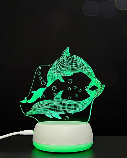 Dolphins LED Table Lamp USB Parent-Child Gifts Boy's Birthday - 7 Colors Changing Bedroom Decorative Night Light Parent's Gifts, Gifts for Families Friends - LeafyLoom