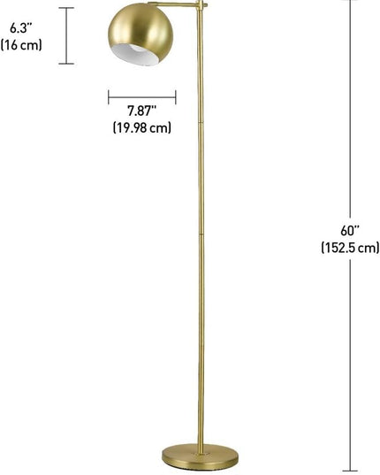 Globe Electric 12915 Molly 60" Floor Lamp, Gold, Satin Finish, In-Line On-Off Switch - LeafyLoom
