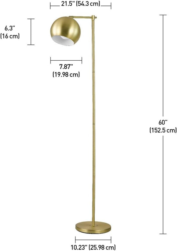 Globe Electric 12915 Molly 60" Floor Lamp, Gold, Satin Finish, In-Line On-Off Switch - LeafyLoom