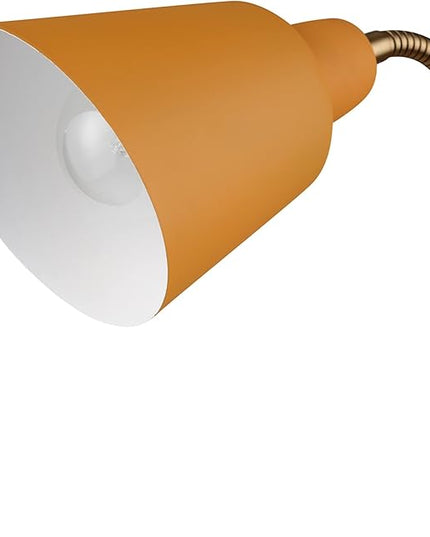 Globe 56083 16" Desk Lamp, Matte Orange, Adjustable Brass Gooseneck, in-Line On/Off Rocker Switch, Home Office Accessories, Desk Lamps for Home Office, Home Décor, Adjustable Lamp - LeafyLoom