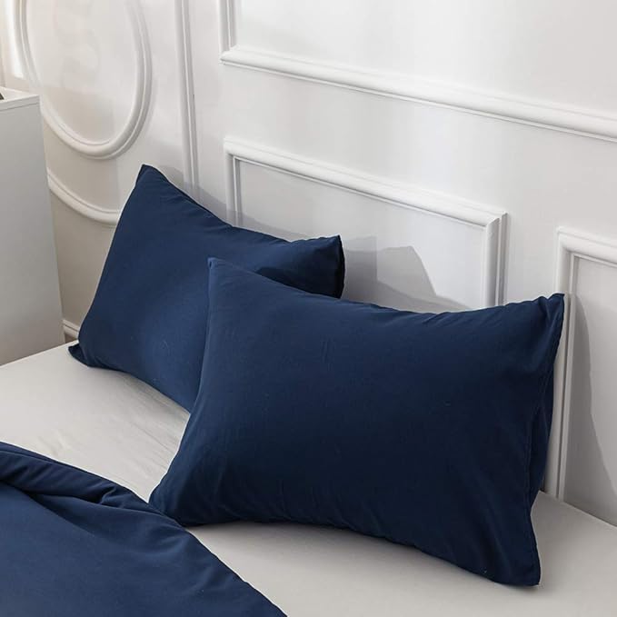 Navy Blue Comforter Queen Navy Blue Bedding Set Soft Dark Navy Bedding Comforter Set Men Navy Blue Bed Set Women Breathable Durable Bed Comforter Set Dark Navy Bedding Set Queen - LeafyLoom