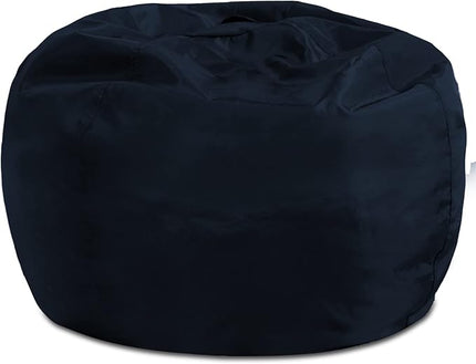 Posh Creations Structured Comfy Bean Bag Chair for Gaming, Reading, and Watching TV, 100in Round Classic Bean Bag, Microsuede - Navy, Microsuede - Navy Blue - LeafyLoom