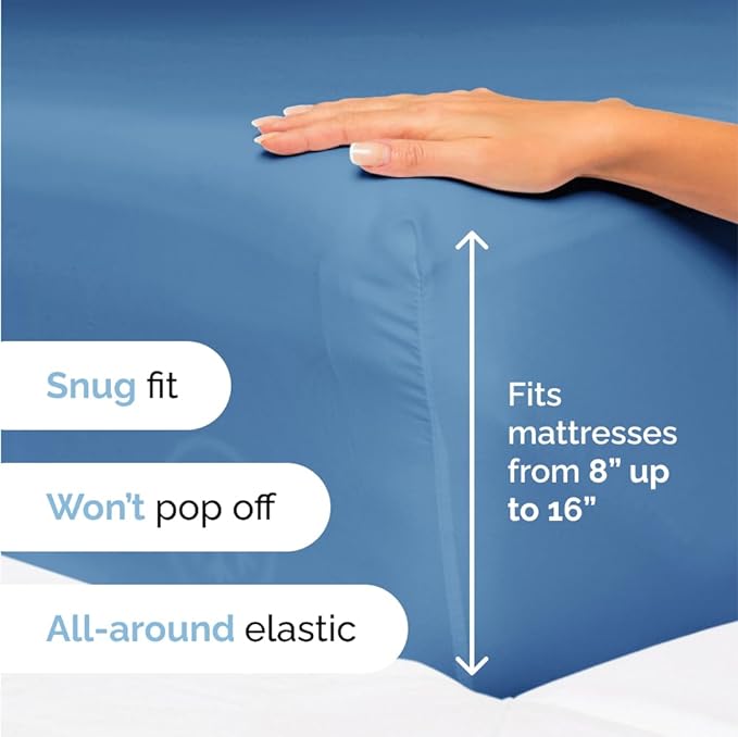 Twin XL Size 3 Piece Sheet Set - Comfy Breathable & Cooling Sheets - Hotel Luxury Bed Sheets for Women & Men - Deep Pockets, Easy-Fit, Soft & Wrinkle Free Sheets - Denim Blue Oeko-Tex Bed Sheet Set - LeafyLoom