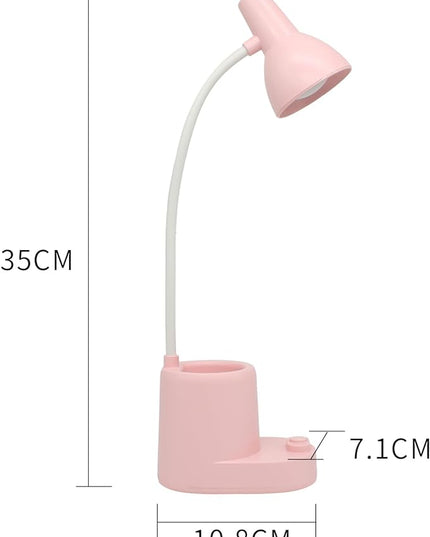 Battery Operated lamp,Small Lamps for Small Spaces,Pink Desk lamp,kids battery lamps for tables,Cute pen holder for desk,360° Rotating Hose,Adjust The Angle of Light Source at Will,Led Desk Lamps - LeafyLoom