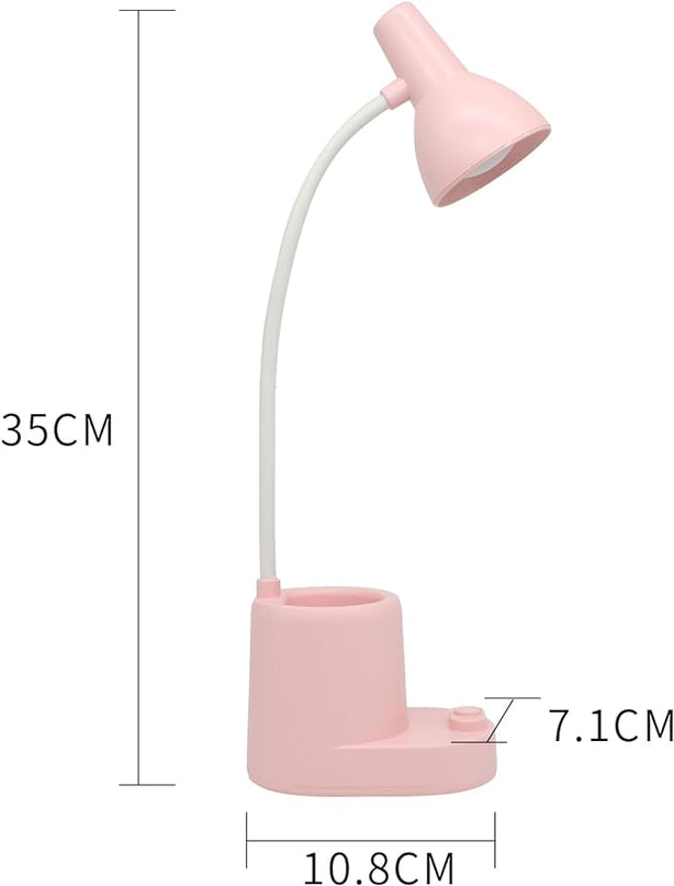 Battery Operated lamp,Small Lamps for Small Spaces,Pink Desk lamp,kids battery lamps for tables,Cute pen holder for desk,360° Rotating Hose,Adjust The Angle of Light Source at Will,Led Desk Lamps - LeafyLoom