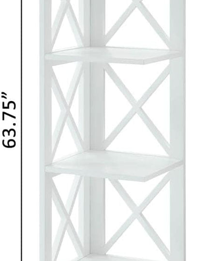 Convenience Concepts Oxford 5 Tier Corner Bookcase, White - LeafyLoom