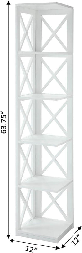 Convenience Concepts Oxford 5 Tier Corner Bookcase, White - LeafyLoom