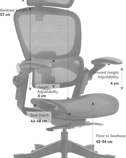 HINOMI H1 Classic V3 Ergonomic Office Chair with Lumbar Support - Comfy Computer Chair with Mesh, Home Office Desk Chair with Adjustable Arms, Comfortable Office Chair Back Support (with Headrest) - LeafyLoom