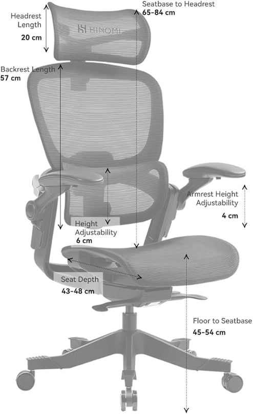 HINOMI H1 Classic V3 Ergonomic Office Chair with Lumbar Support - Comfy Computer Chair with Mesh, Home Office Desk Chair with Adjustable Arms, Comfortable Office Chair Back Support (with Headrest) - LeafyLoom