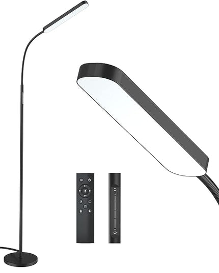 Floor Lamp, 15w/1000lm Bright LED Floor Lamp with Stepless Adjustable 3000K-6000K Colors and Dimmer, Remote and Touch Control, Adjustable Gooseneck Floor Lamp for Living Room - LeafyLoom