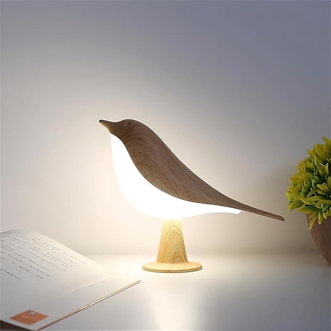 FUYUNXIN Bird Lamp Bedside Lamps - Rechargeable Cordless Table Lamp with 3 Color Temperatures and Touch Sensor - Perfect for Bedroom Nightstand (Maple) - LeafyLoom