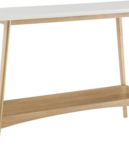 Madison Park Parker Console Table for Entryway with Solid Wood Frame, Open Storage Shelf and Off-White Top, Mid-Century Modern Accent Living Room Furniture Décor, Off-White/Natural - LeafyLoom