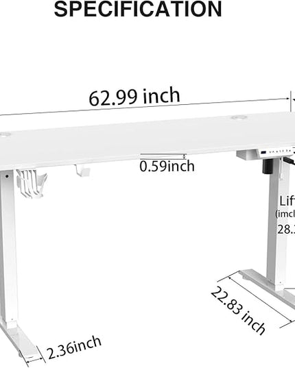 63'' x 24'' Electric Height Adjustable Stand up Desk Home Office Ergonomic Computer Workstation - LeafyLoom