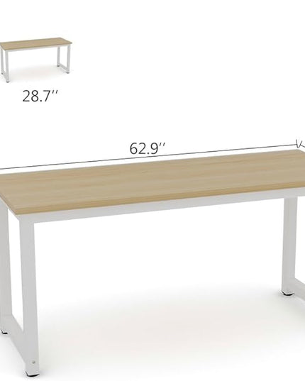 Tribesigns Computer Desk, 63 inch Large Office Desk Computer Table Study Writing Desk Workstation for Home Office, Walnut - LeafyLoom