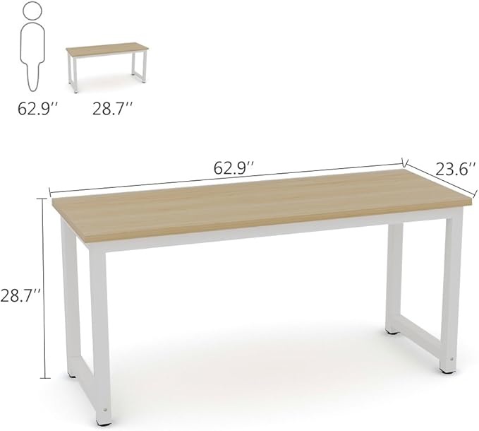 Tribesigns Computer Desk, 63 inch Large Office Desk Computer Table Study Writing Desk Workstation for Home Office, Walnut - LeafyLoom