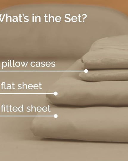 Split King Size 5 Piece Sheet Set - Comfy Breathable & Cooling Sheets - Hotel Luxury Bed Sheets for Women & Men - Deep Pockets, Easy-Fit, Soft & Wrinkle Free Sheets - Cream Oeko-Tex Bed Sheet Set - LeafyLoom