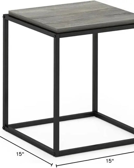 Furinno Moretti Cube Modern Stackable End Table Shelf, French Oak Grey - LeafyLoom