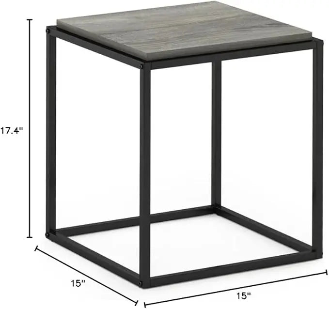 Furinno Moretti Cube Modern Stackable End Table Shelf, French Oak Grey - LeafyLoom