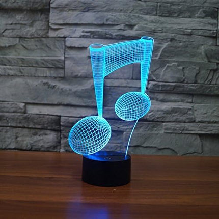 3D LED Modern Musical Note Night Light 3D LED USB 7 Color Change LED Table Lamp Xmas Toy Gift - LeafyLoom