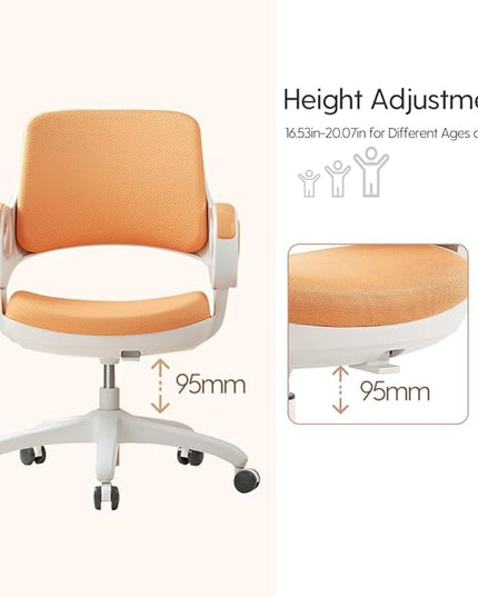 TIANFUSTAR Kids Desk Chair, Height Adjustable Children Study Chair, Ergonomics Student Chair, Child Computer Chair for Boys Girls Age 4-14, Orange - LeafyLoom