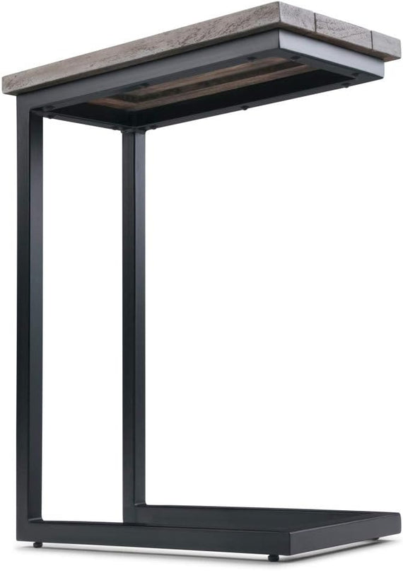 SIMPLIHOME Skyler SOLID MANGO WOOD and Metal 18 Inch Wide Rectangle C Side Table in Birch, Fully Assembled, For the Living Room and Bedroom - LeafyLoom
