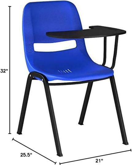 Flash Furniture HERCULES 5 Pack Blue Ergonomic Shell Chair with Left Handed Flip-Up Tablet Arm - LeafyLoom