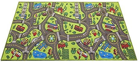 Kids Rug Playmat City Life Great for Playing with Cars and Toys - Play Learn and Have Fun Safely - Kids Baby Children Educational Road Traffic Play Mat for Bedroom Play Room Game Safe Area 43" x 26" - LeafyLoom