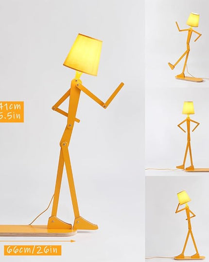 Cool Mini Wood Floor Lamp for Living Room Bedroom Farmhouse - Corner Decorative Reading Standing Light Creative Swing Arm Arc Design Gift for Kids Room (Egg Yellow) - LeafyLoom