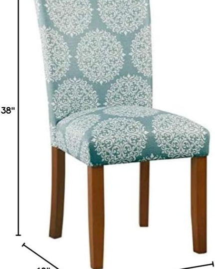 HomePop Parsons Classic Upholstered Accent Dining Chair,Set of 2, Blue and Cream Medallion - LeafyLoom