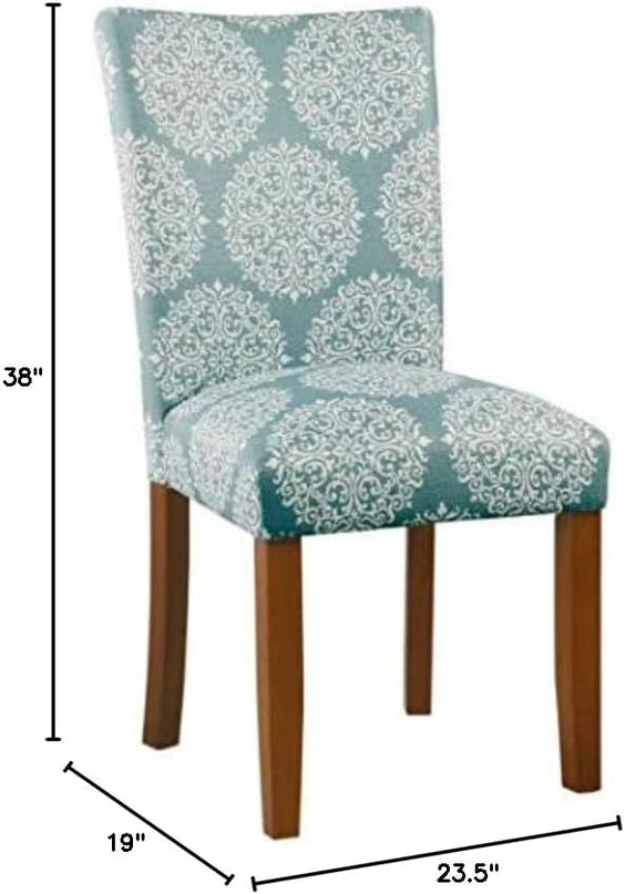 HomePop Parsons Classic Upholstered Accent Dining Chair,Set of 2, Blue and Cream Medallion - LeafyLoom