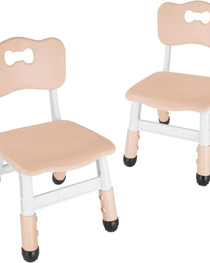 FUNLIO Adjustable Kids Chair (2pcs), 3 Level Height Adjustable Toddler Chair for Ages 3-8, Sturdy Child Chair with Maximum Bearing 220lbs, for Classrooms/Daycares/Homes, CPC & CE Approved - Natural - LeafyLoom