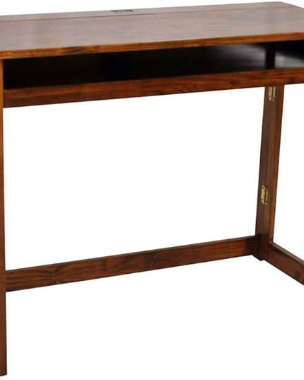 Casual Home Folding Desk with Pull-Out & USB Ports - LeafyLoom