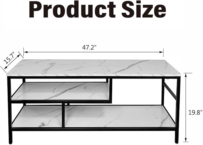 AT-VALY 3-Tier TV Stand Media Console Table with Open Shelving Storage for Living Room Bedroom 47inch for up to 55" TV - LeafyLoom