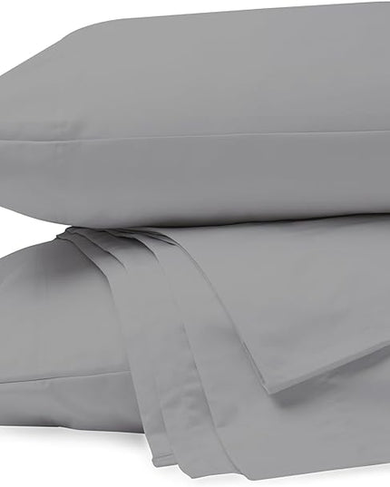 Purity Home Organic 100% Cotton King Size Sheets Set Soft Silver, Percale Weave King Bedding Set, Crisp, Cooling & Breathable Soft Silver Bed Sheets King, Fits Mattress Upto 16" Deep Pocket - LeafyLoom
