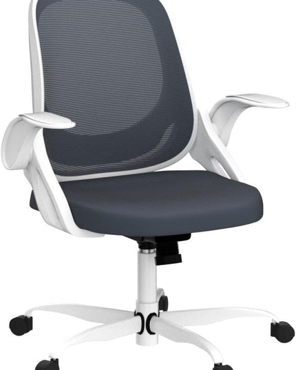 Home Office Chair Work Desk Chair Comfort Ergonomic Swivel Computer Chair, Breathable Mesh Desk Chair, Lumbar Support Task Chair with Wheels and Flip-up Arms and Adjustable Height - LeafyLoom
