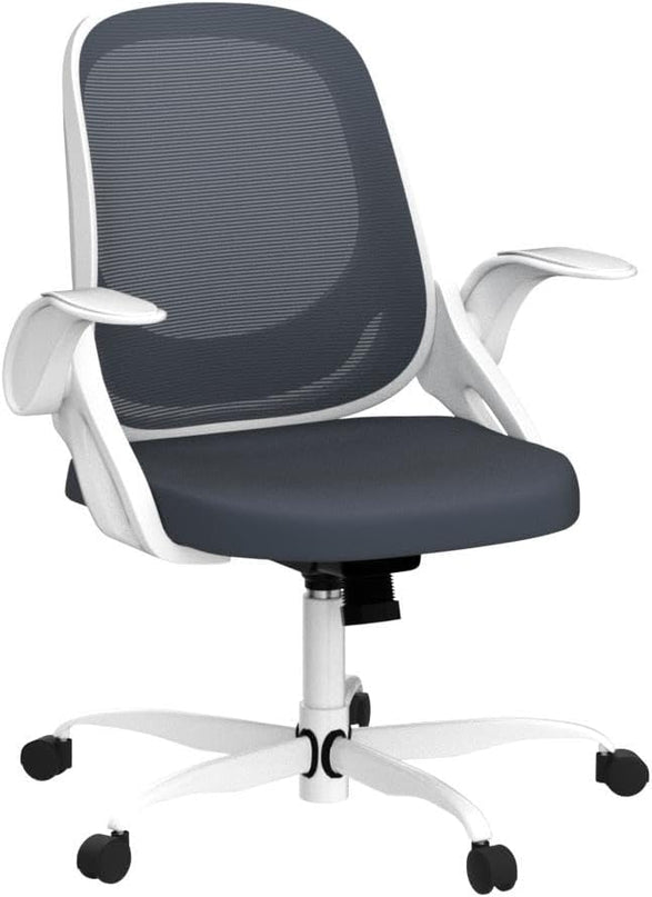 Home Office Chair Work Desk Chair Comfort Ergonomic Swivel Computer Chair, Breathable Mesh Desk Chair, Lumbar Support Task Chair with Wheels and Flip-up Arms and Adjustable Height - LeafyLoom