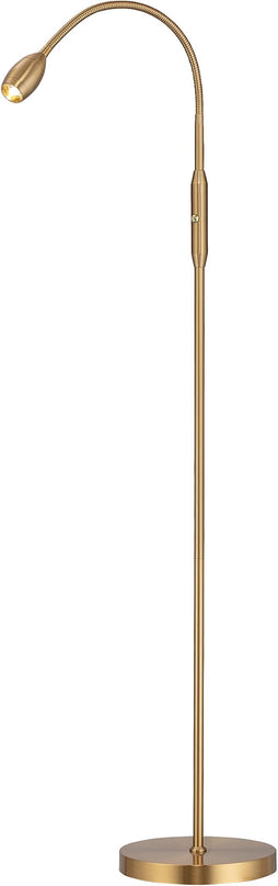 O’Bright Ray – Adjustable LED Beam Floor Lamp, Dimmable and Zoomable Spotlight, Flexible Gooseneck, Reading/Crafting Standing Lamp, Work Table Light, Antique Brass - LeafyLoom