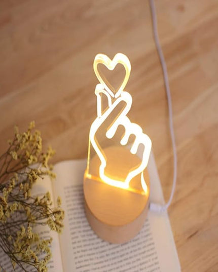 OSALADI Finger Heart Night Light, 3D Pattern Desk Table Lamp USB Charging, Acrylic Button Desk Lamp for Living Room Home Bedroom - LeafyLoom