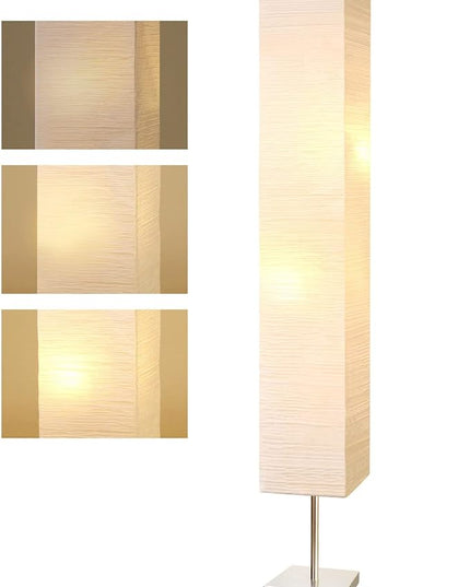 Modern Floor Lamp, Dimmable 3 Levels Brightness Paper Tall Lamp Standing Lamps with Lampshade, 55'' Minimalist Floor Lamps for Office, Kids Room, Reading, Home Decor (Off White) - LeafyLoom